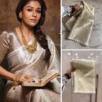 Nayanthara white tissue bridal saree