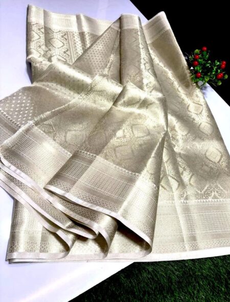 Nayanthara white tissue bridal saree