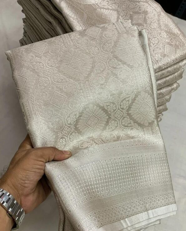 Nayanthara white tissue bridal saree