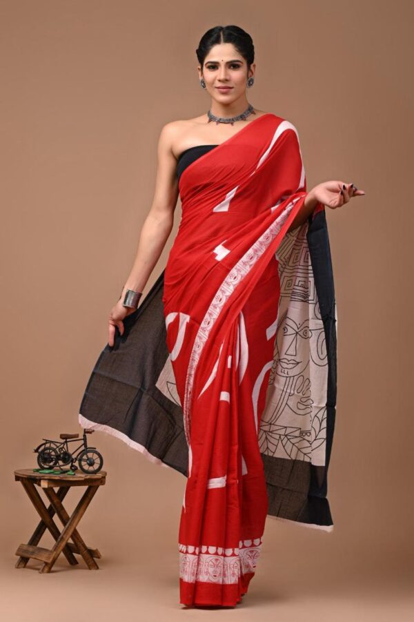 Cotton Mul-Mul Saree with Blouse – Handmade, Soft & 100% Color Guarantee RMM1041 - Image 4
