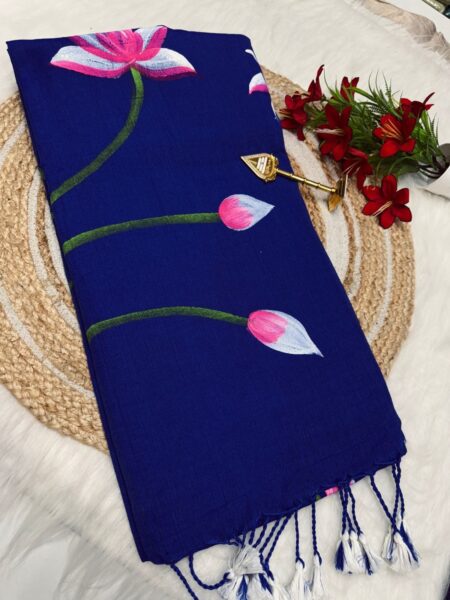 Lotus Design Saree Blue