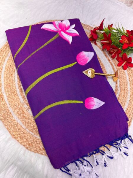 Lotus Design Saree Violet