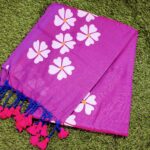 Flower Design Violet Khadi Cotton Saree