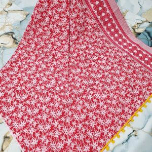Kalamkari print saree red and white