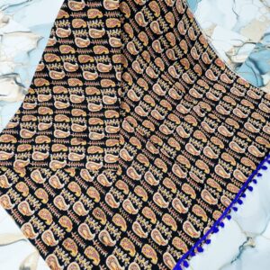 Kalamkari print saree blue and yellow