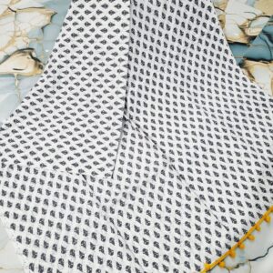 Kalamkari print saree black and white